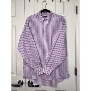 CHAPS Mens 16-16.5 34/35 Large Wrinkle Free Striped Button Down Dress Shirt